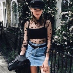 long sleeve mesh top with stars